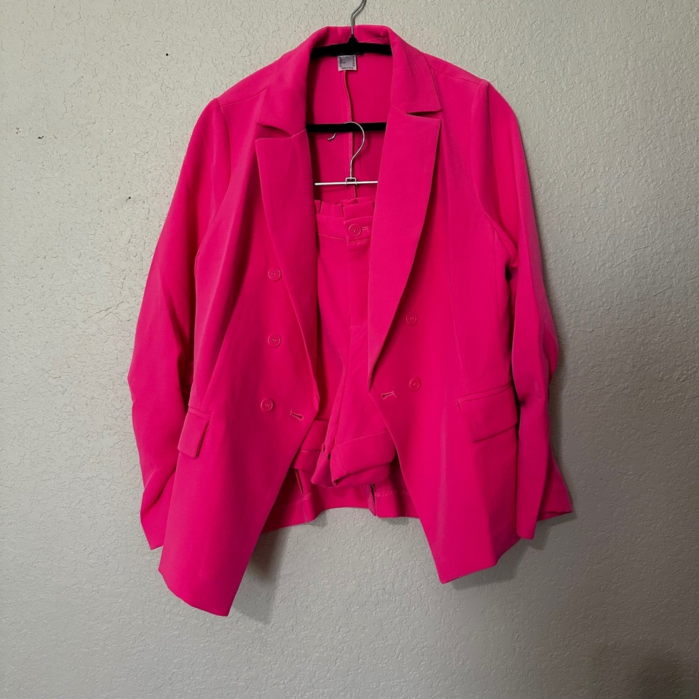 Venus‎ Hot Pink Blazer & Shorts Set Women's Suit Set Double Breasted